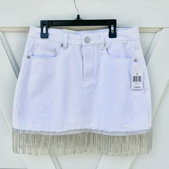 Blank NYC Skirts Blank Nyc Bling Bling White Denim Mini Skirt